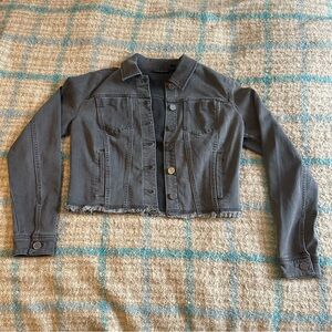 Black cropped denim jacket, size XS